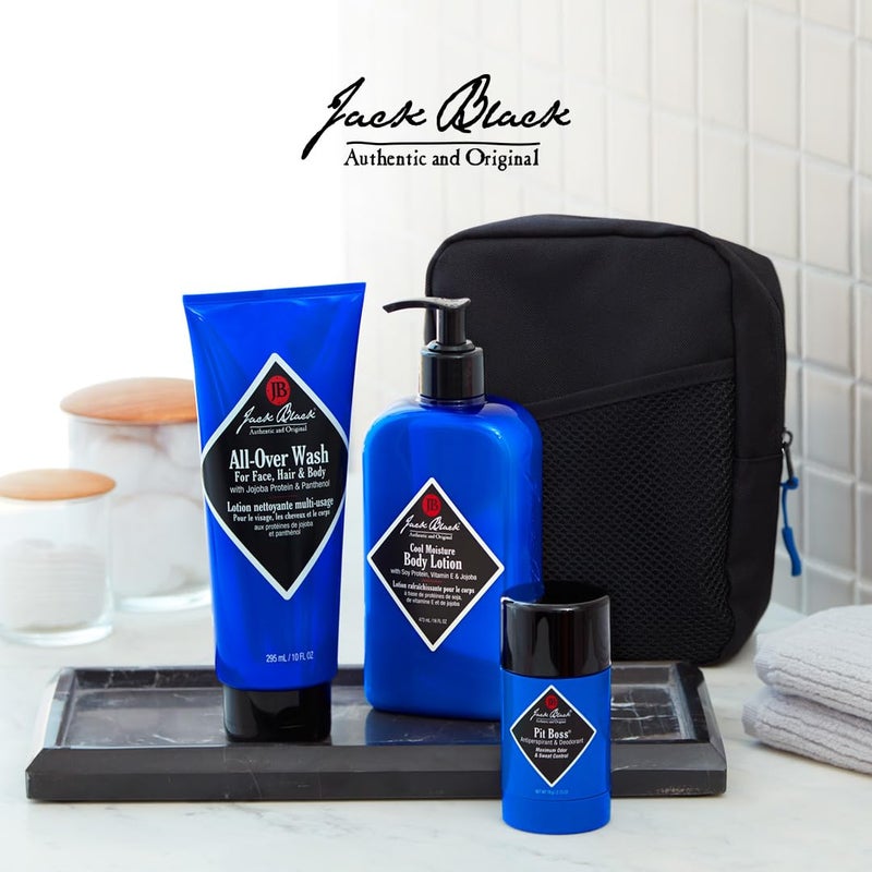 Jack Black All-Over Clean & Cool Body Basics Body Collection Set for Men â€“ Multi-Purpose Mens Body Wash, Pit Boss Men's Deodorant, Body Lotion, Grooming Kit - Image 3