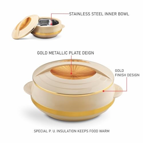Asian Olympic Inner Steel Casserole (1200, 1600 & 2500 ml) Gift Set of 3|PU Insulated| BPA Free | Odour Proof| Ideal for Chapatti | Roti | Serving Casserole - Image 4