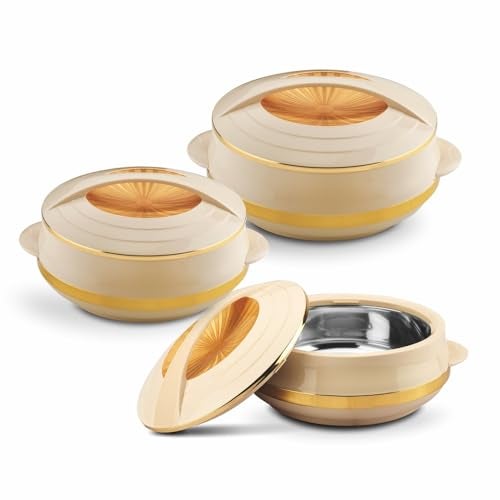 Asian Olympic Inner Steel Casserole (1200, 1600 & 2500 ml) Gift Set of 3|PU Insulated| BPA Free | Odour Proof| Ideal for Chapatti | Roti | Serving Casserole - Image 3