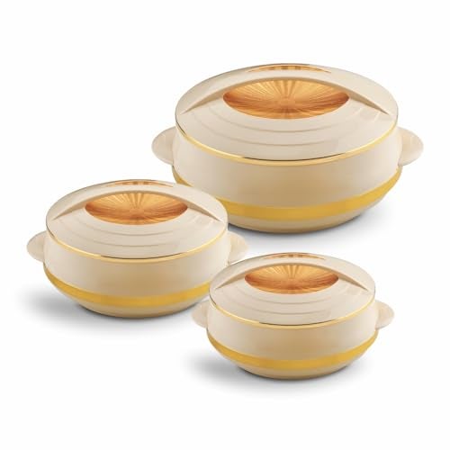 Asian Olympic Inner Steel Casserole (1200, 1600 & 2500 ml) Gift Set of 3|PU Insulated| BPA Free | Odour Proof| Ideal for Chapatti | Roti | Serving Casserole - Image 1