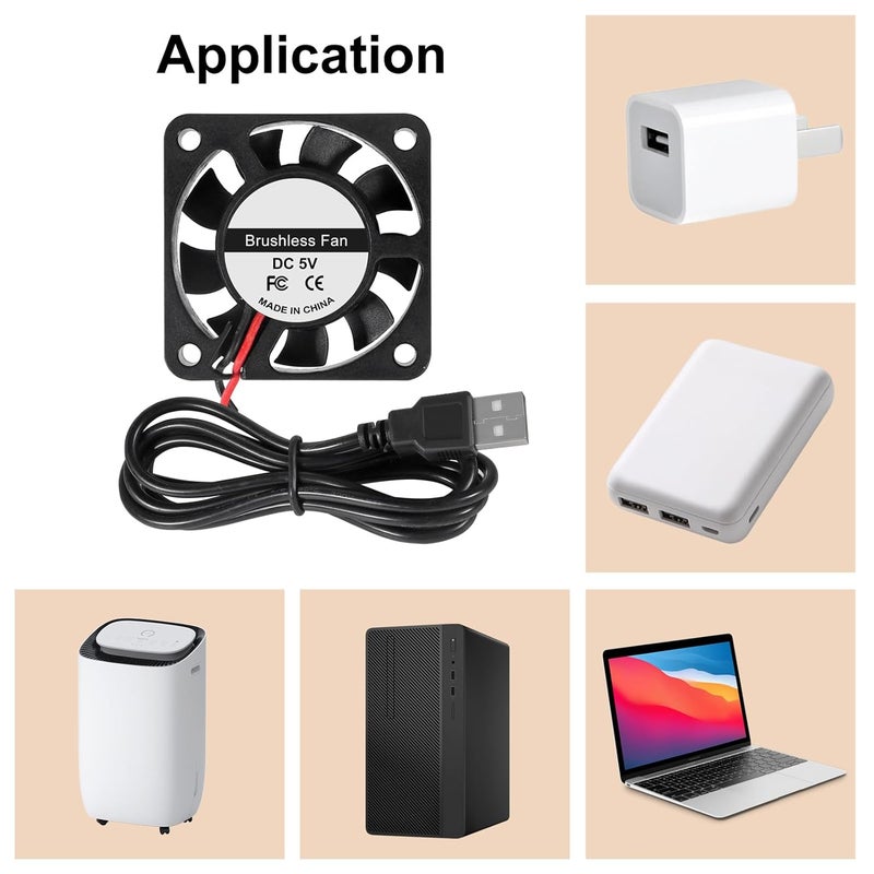 شوتاو 2 قطع مروحة 40 مم 1.57 بوصة USB تبريد بدون فرشاة تيار مستمر 5 فولت 40 مم × 10 مم مروحة تبريد سرعة 4200 دورة في الدقيقة مروحة لتهوية تبريد DIY - Image 5