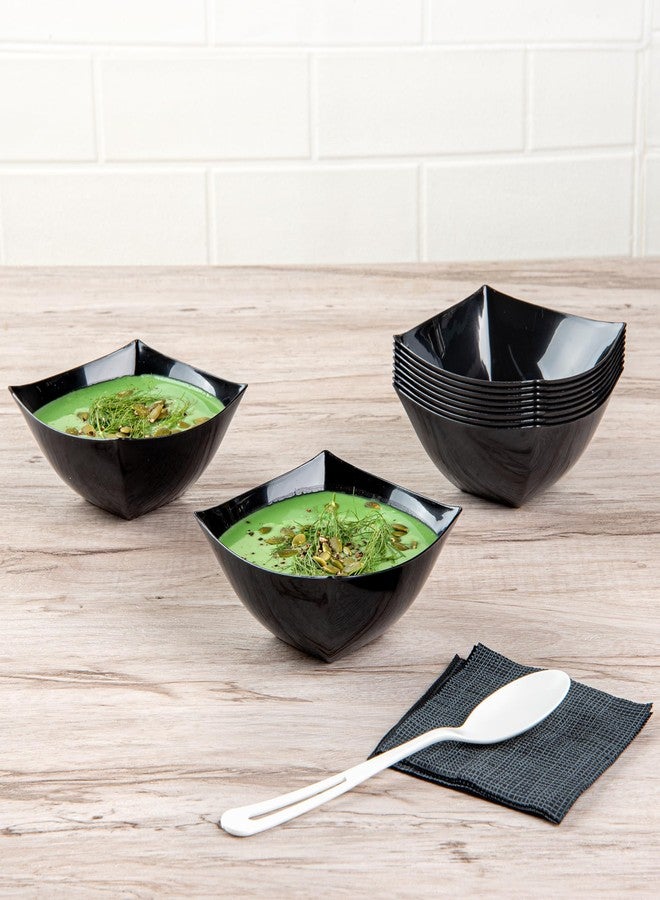 Restaurantware Moderna 8 Ounce Fancy Plastic Bowls 100 Square Disposable Salad Bowls - Durable Heavy-duty Black Plastic Bowls For Warm And Cold Foods - Image 3