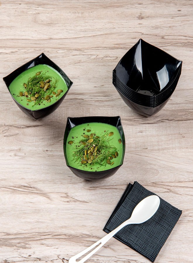 Restaurantware Moderna 8 Ounce Fancy Plastic Bowls 100 Square Disposable Salad Bowls - Durable Heavy-duty Black Plastic Bowls For Warm And Cold Foods - Image 5