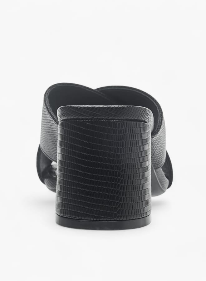 Celeste Womens Textured Cross-Strap Slip-On Sandals With Block Heels - Image 5