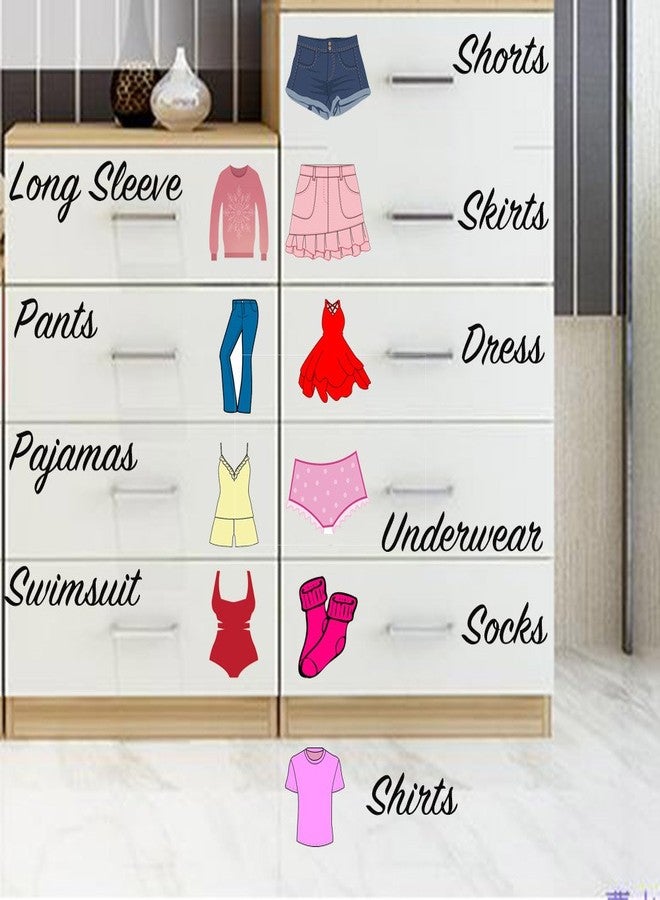 Easma Dresser Clothing Decal Girl Dresser Labels for Bedroom Decor Drawer Organizing Stickers - Image 2