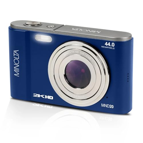 Minolta MND20 44MP Digital Camera – 2.7K Ultra HD Video, 16X Digital Zoom, Anti-Shake Stabilization, Time Lapse, Face Detection, 2.9-inch LCD Display – Lightweight Compact Camera (Blue) - Image 1