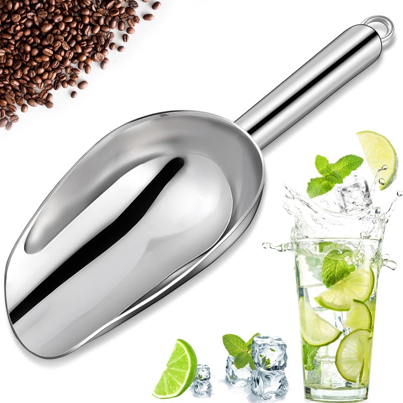 OLESBUR Premium Ice Scoop for Freezer Multipurpose Metal Ice Scoop for Ice Machine Stainless Steel Small Ice Scooper for Ice Bucket Kitchen Gadgets Cookie Flour Pet Dog Food Scoop 3oz