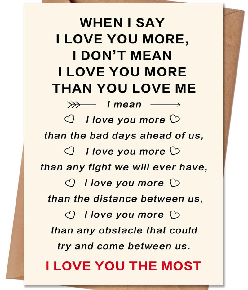 HEJOYN Anniversary Cardï¼ŒValentines Day Cards for Him Her, Valentines Day Gifts for Men Women, Valentine's Day Card for Husband Wife Boyfriend Girlfriend Couples, I Love You Gifts - Image 1