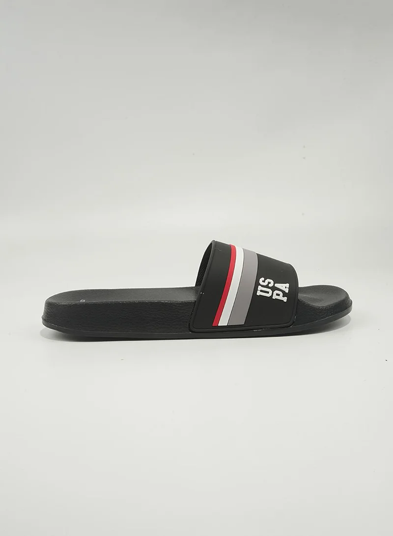 يو اس بولو اسن U.S. Polo Assn. Rona Men's Slip-On Comfortable Casual Everyday Slide Sandals - Black