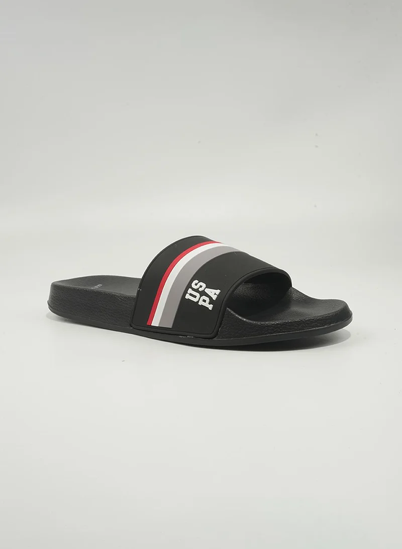 يو اس بولو اسن U.S. Polo Assn. Rona Men's Slip-On Comfortable Casual Everyday Slide Sandals - Black