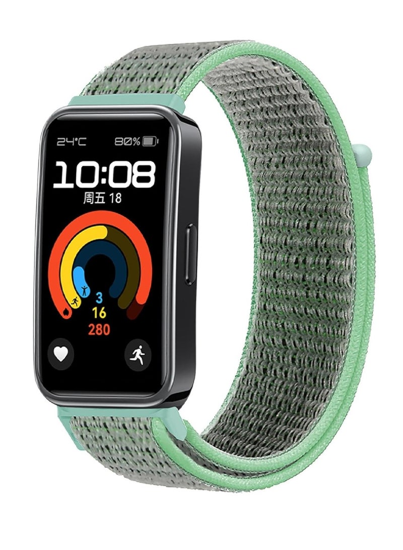 حزام ساعة من النايلون لفرقة هواوى باند 9/8  سوار ساعة رياضية بديل قابل للتعديل متوافق مع حزام النايلون الرياضي  للنساء والرجال- اخضر فلتح - Image 1