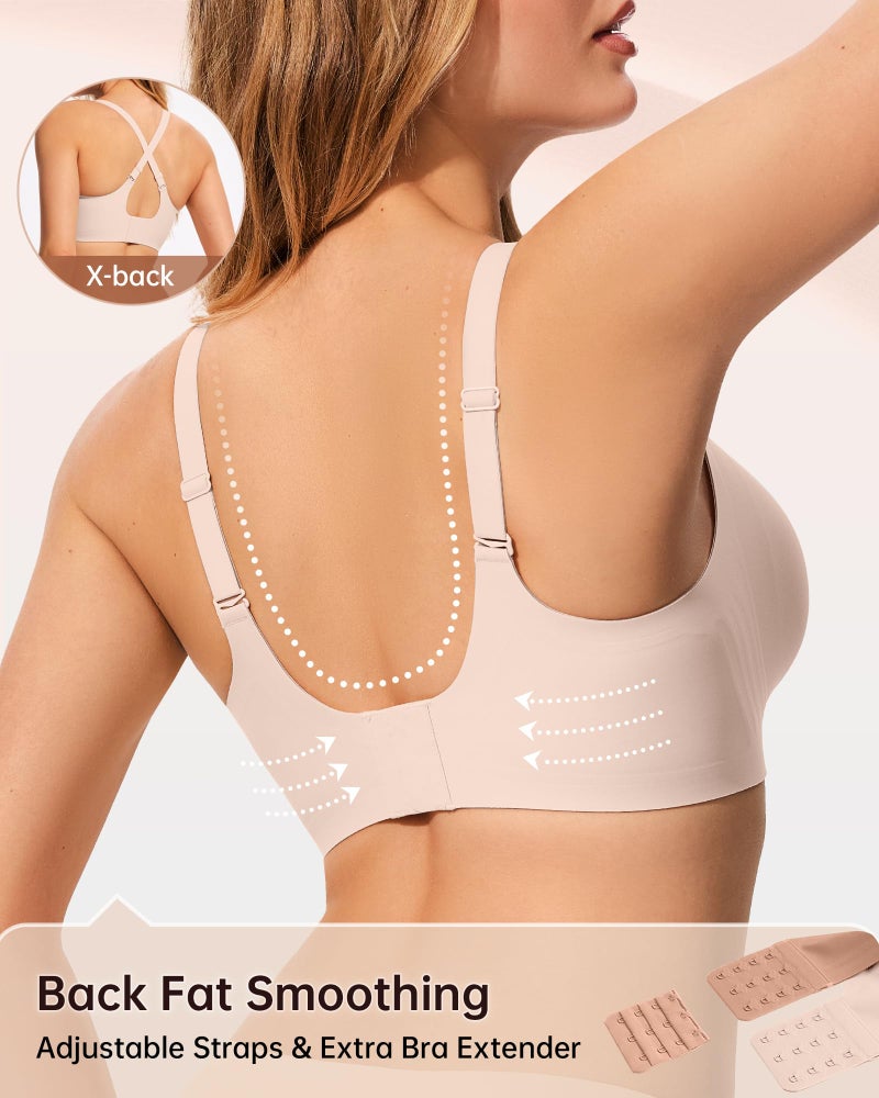 LetsJoli Jelly Bras for Women Wireless No Underwire Seamless Support Comfortable Tshirt Bras Early Fall Fashion(Creamy Skin,M) - Image 4