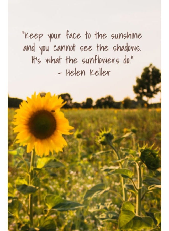 Gratitude Journal Helen Keller Sunflower Quote Blank Lined Notebook 6x9 70 Pages