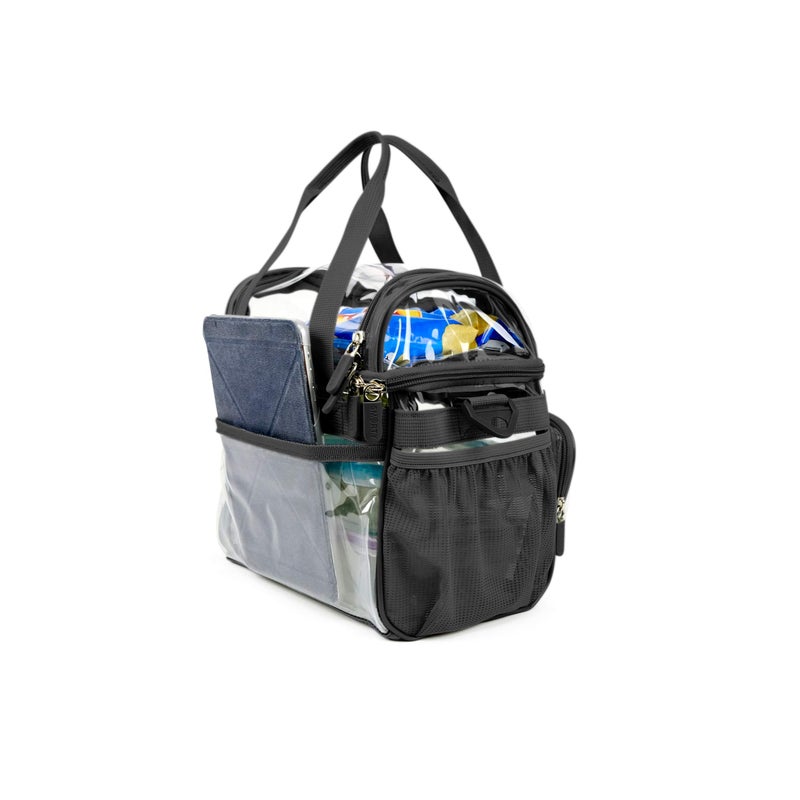 SMARTY Small Heavy Duty Clear Lunch Tote Stadium Bag Approved Durable Crossbody Makeup Cosmetic Box Football Basketball Baseball Games Concerts Men Women School Work (Bold Black, 10 x 9.5 x 6) - Image 5