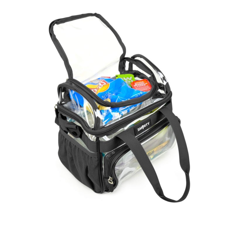 SMARTY Small Heavy Duty Clear Lunch Tote Stadium Bag Approved Durable Crossbody Makeup Cosmetic Box Football Basketball Baseball Games Concerts Men Women School Work (Bold Black, 10 x 9.5 x 6) - Image 2
