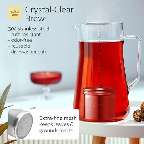 GoodCups Stainless Steel Tea Infuser for Loose Leaf Tea, Large (2.95” Diameter x 2.85” Height) – Extra Fine Mesh Strainer with Chain Hook & Lid, Reusable Tea Steeper for Mugs, Cups & Teapots - Image 3