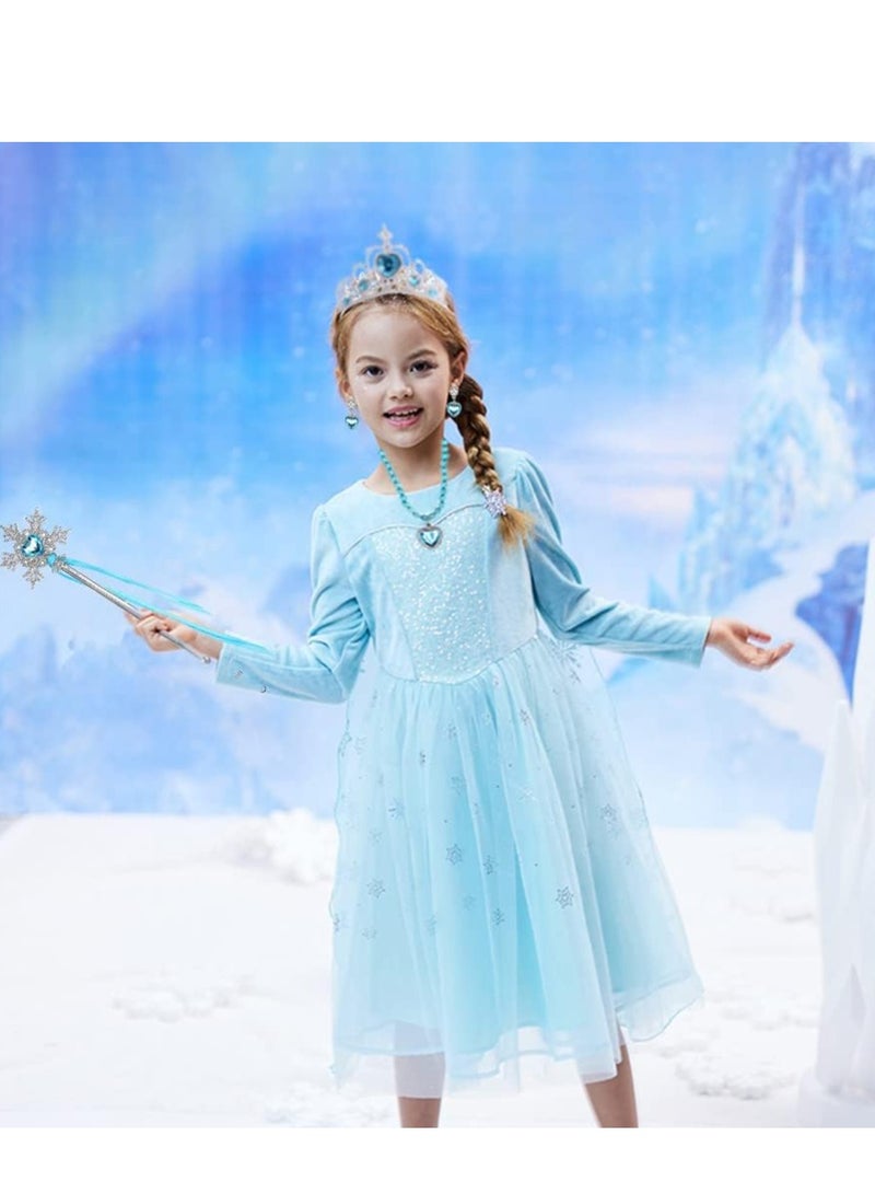 SOLARAE Princess Dress up Party Accessories Costume Toddler  Jewelry Play for Girls Favors Gifts Set, Crown Tiara Gloves Wig Necklace Ring Bracelet Earrings and Wand - Image 4