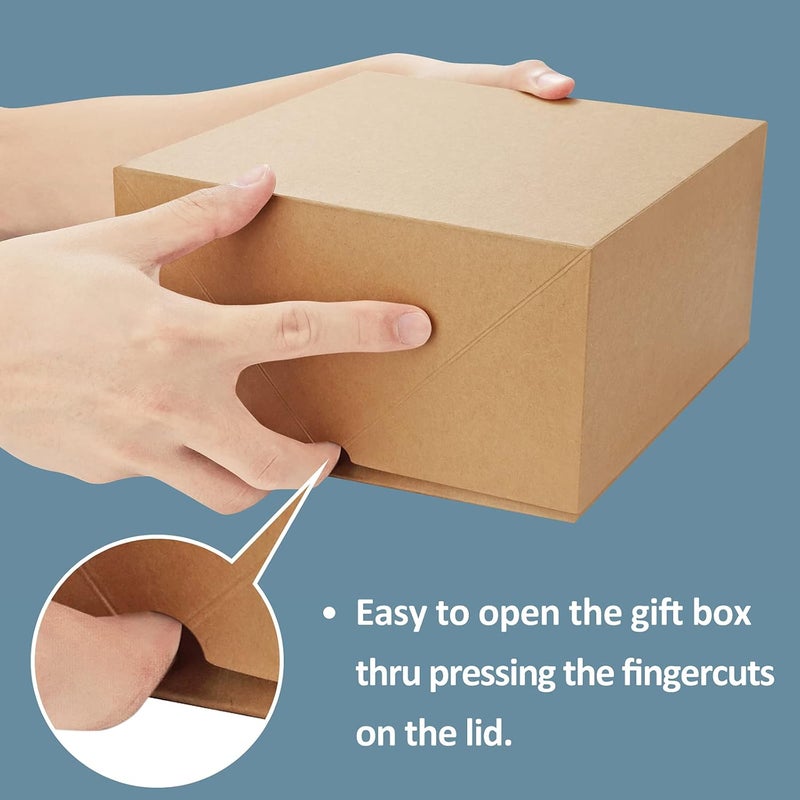 ValBox Premium Gift Boxes 10 Pack 8 x 8 x 4 Brown Paper Gift Boxes with 20 Meters Hemp Rope for Christmas Gifts, Bridesmaid Proposal Boxes, Easy Assemble Boxes - Image 5