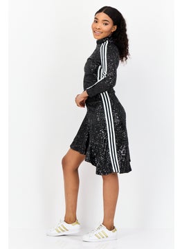adidas Originals Women Metallic Mini Dress, Black  - Image 4