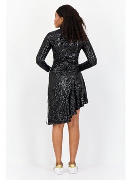 adidas Originals Women Metallic Mini Dress, Black  - Image 3