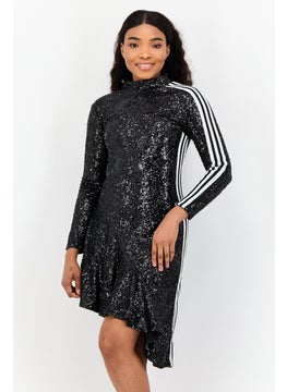 adidas Originals Women Metallic Mini Dress, Black  - Image 1