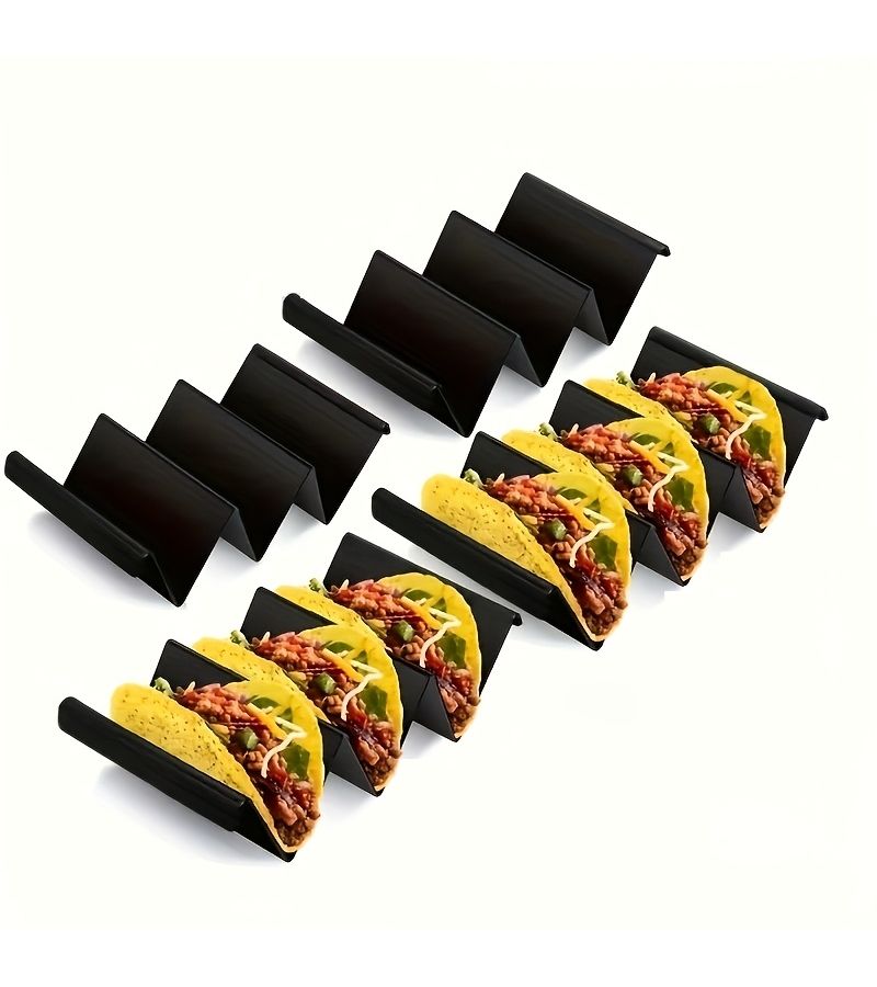 4 Black Taco Holders Sturdy PP Material For Hard Or Soft Shell Tacos Ideal Restaurants Home Use Holidays - Image 1