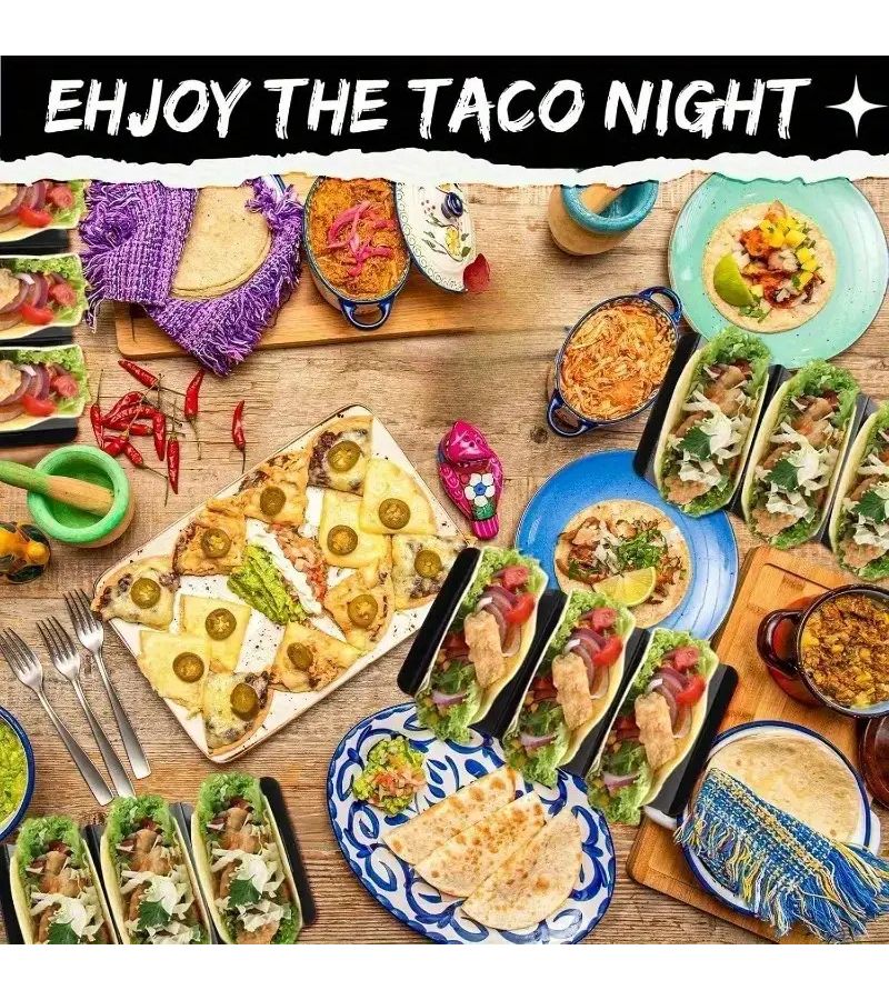 4 Black Taco Holders Sturdy PP Material For Hard Or Soft Shell Tacos Ideal Restaurants Home Use Holidays - Image 4