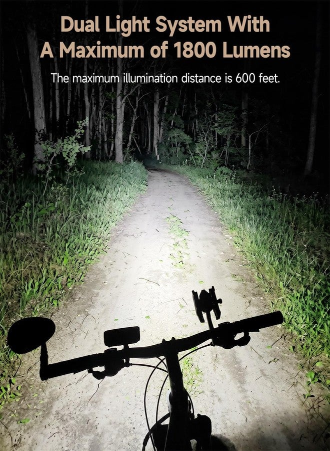 SKYFIRE Bright Bike Light for Night Riding, USB-C Rechargeable Bicycle Headlight, 1800 Lumens Dual Beam Bike Lights Front with 5 Modes, Waterproof Cycling Light for Road & Mountain Bike, 17H Runtime - Image 3