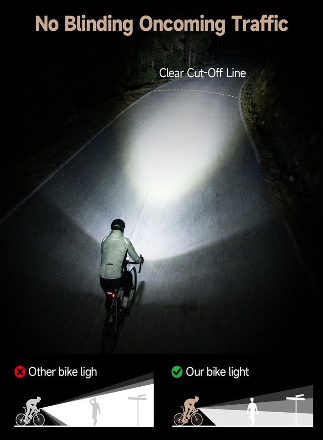 SKYFIRE Bright Bike Light for Night Riding, USB-C Rechargeable Bicycle Headlight, 1800 Lumens Dual Beam Bike Lights Front with 5 Modes, Waterproof Cycling Light for Road & Mountain Bike, 17H Runtime - Image 5
