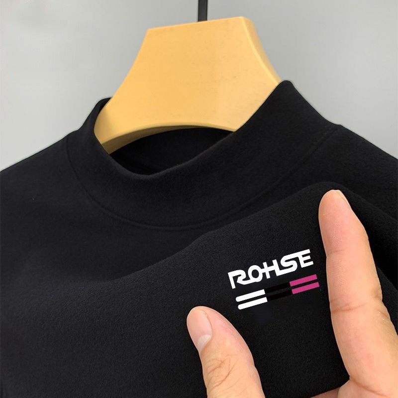 Support Generation Men'S Half Turtleneck Long-Sleeved T-Shirt Korean Style De Velvet Slim-Fit Young And Middle-Aged Bottoming Shirt Autumn Clothes - Image 1
