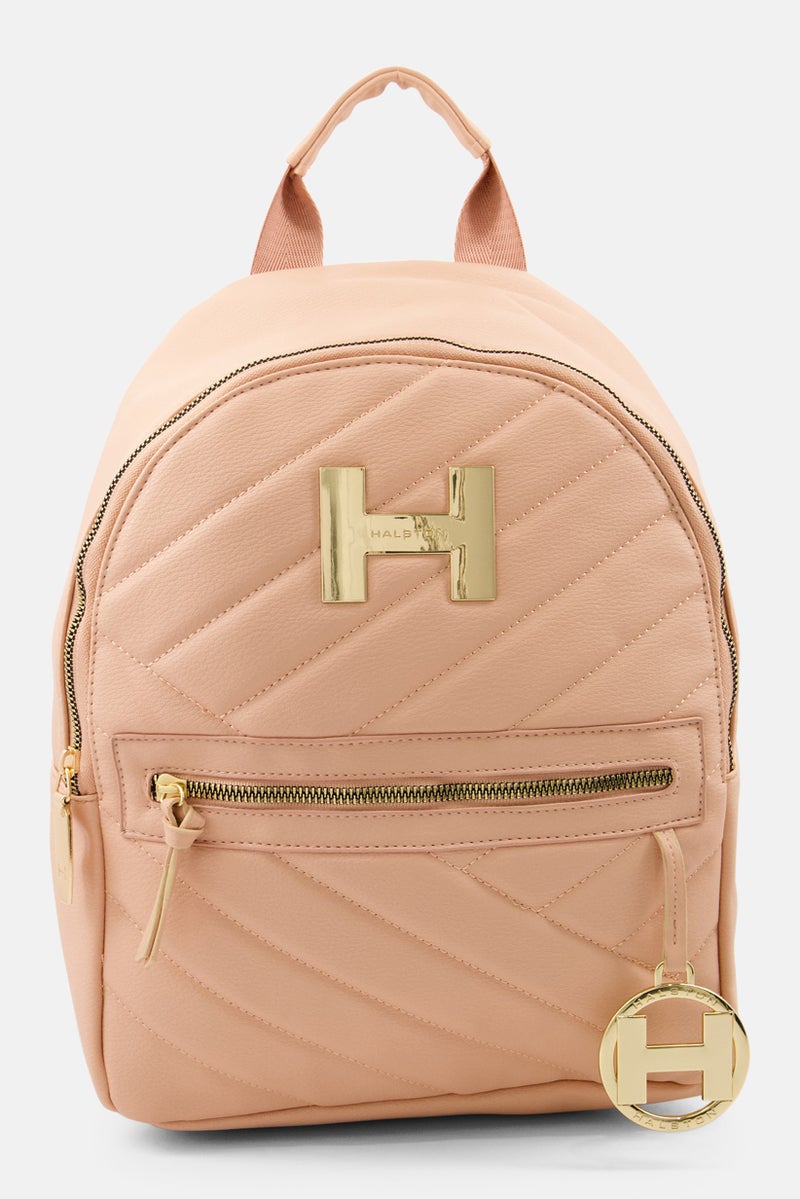 HALSTON Women Quilted Backpack 27 L x  11W x 32 H cm, Peach  - Image 1