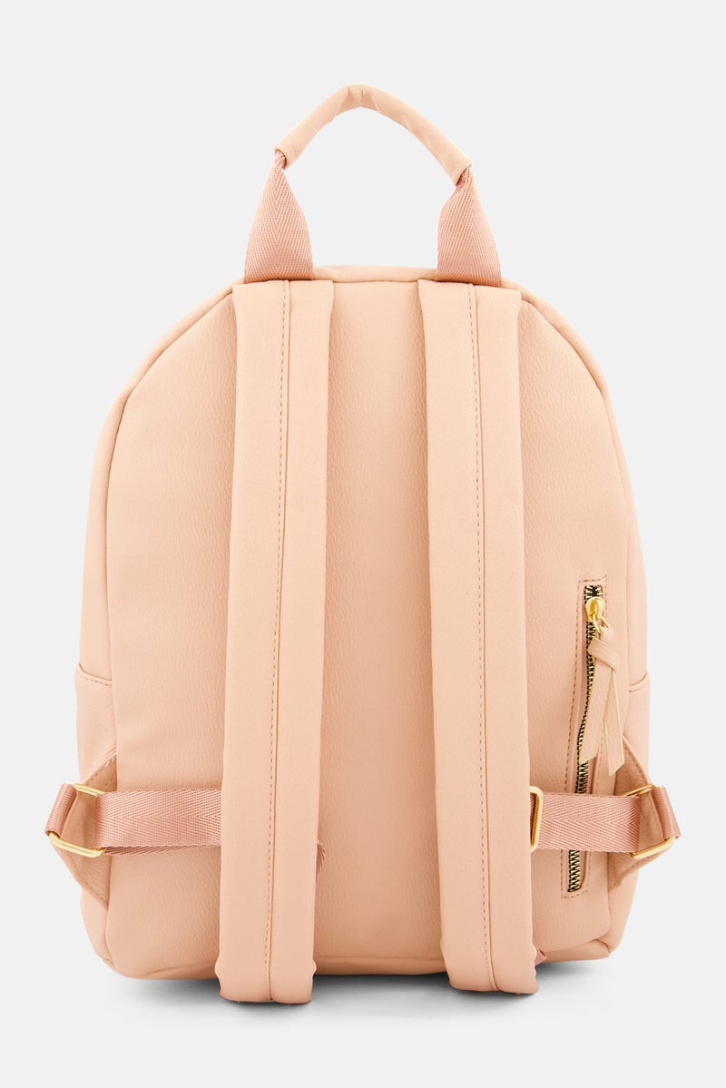HALSTON Women Quilted Backpack 27 L x  11W x 32 H cm, Peach  - Image 2