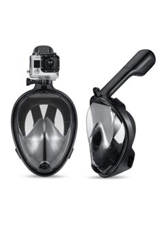 Generic Anti fog Detachable Dry Snorkeling Full Face Mask Set Scuba Diving Mask-Black  - Image 1