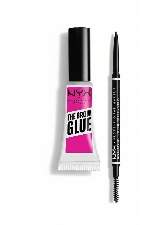 NYX PROFESSIONAL MAKEUP طقم الحواجب: لاصق الحواجب + قلم حواجب دقيق - Image 1