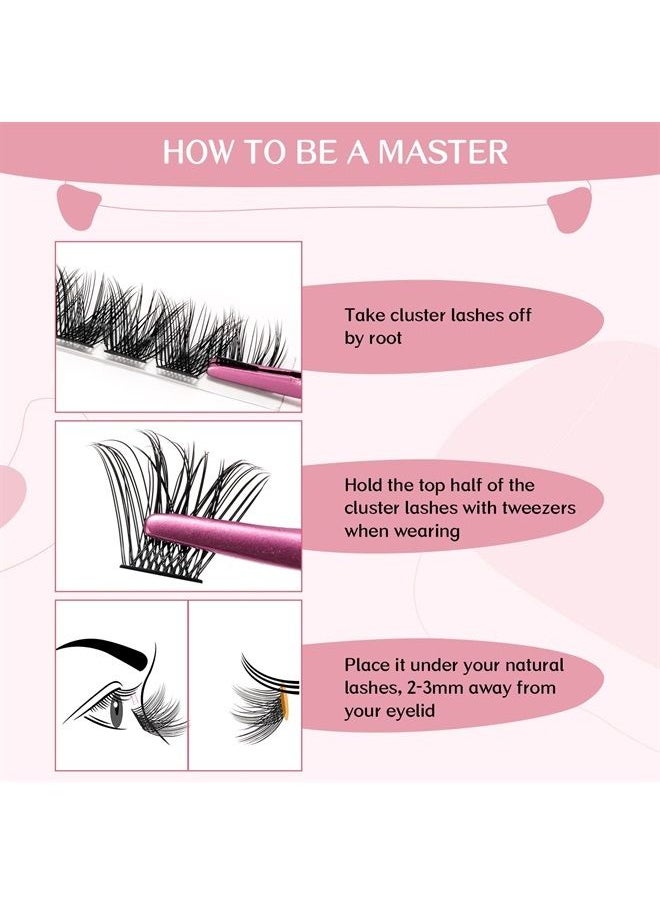 PRO LASHBEAUTY Lash Clusters, 72 Pcs Individual Cluster Lashes DIY Lash Extension 8-16mm Eyelash Clusters Volume Wispy Lashes Super Thin Band Reusable Soft & Comfortable (Volume, D-8-16mix)  - Image 5