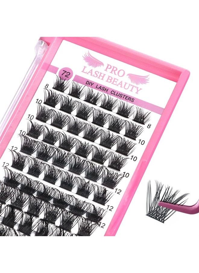 PRO LASHBEAUTY Lash Clusters, 72 Pcs Individual Cluster Lashes DIY Lash Extension 8-16mm Eyelash Clusters Volume Wispy Lashes Super Thin Band Reusable Soft & Comfortable (Volume, D-8-16mix)  - Image 1