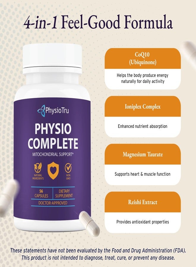 PhysioTru Physio Complete CoQ10 Supplement - Superior Nutrient Absorption, Antioxidant & Energy Support - Coenzyme Q10 Ubiquinone with Fulvic Acid, Magnesium Taurate & Reishi Extract - 1 Pack - Image 3