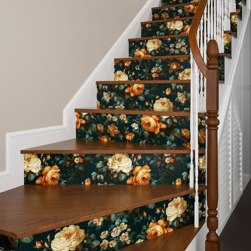 Fvlow Glowing Floral Peel and Stick Wallpaper Vintage Dark Green 17.4" x 118" Vinyl Wrap Worktop Covering Self Adhesive Removable Flowers Contact Paper for Cabinets Drawers Home Decor - Image 5