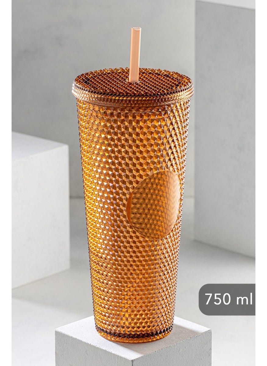 Crystal Pattern Cold Drink Glass with Straw, Travel Cup, Coffee Glass 750ML-BROWN - pzsku/Z83C9A6745E6FA7384B1FZ/45/_/1726654616/0cadd4fd-51be-4b45-9aef-fc7138335b38