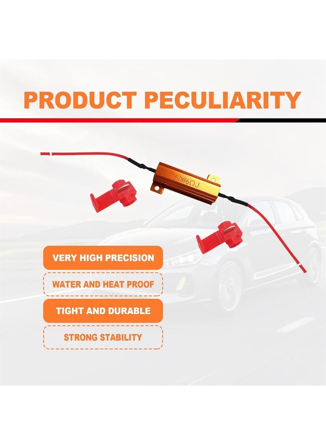4PCS Load Resistors 50W 6ohm, Fix LED Bulb Fast Hyper Flash, Turn Signal Blink Error Code, LED Turn Signal Resistor Flasher Adaptor Flash Fix for LED Turn Signal Lights - Image 2