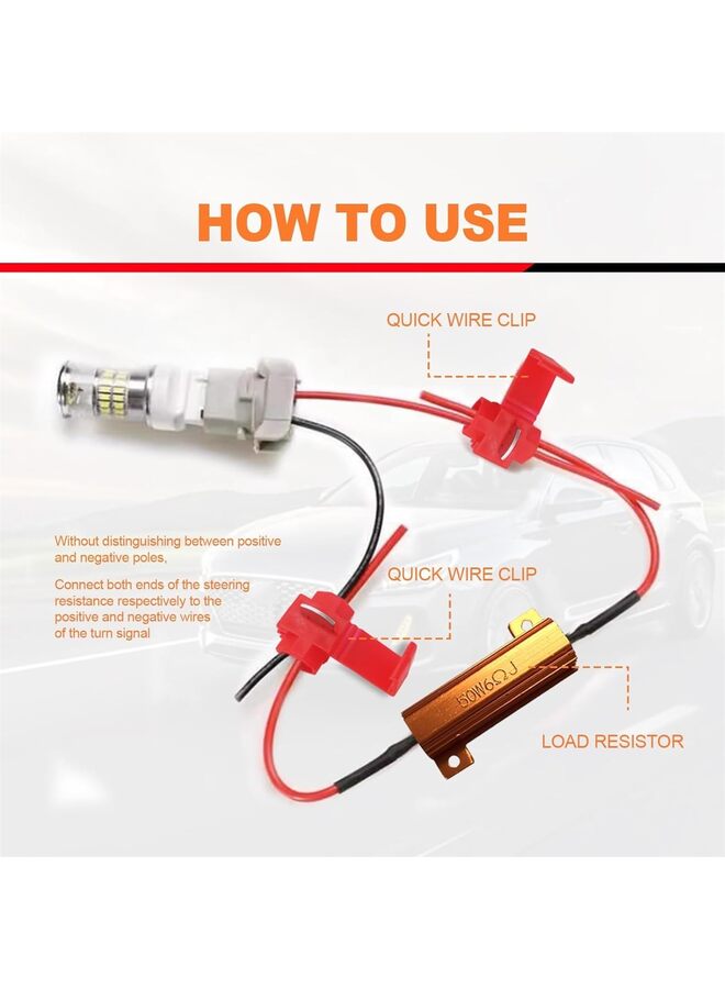 4PCS Load Resistors 50W 6ohm, Fix LED Bulb Fast Hyper Flash, Turn Signal Blink Error Code, LED Turn Signal Resistor Flasher Adaptor Flash Fix for LED Turn Signal Lights - Image 5