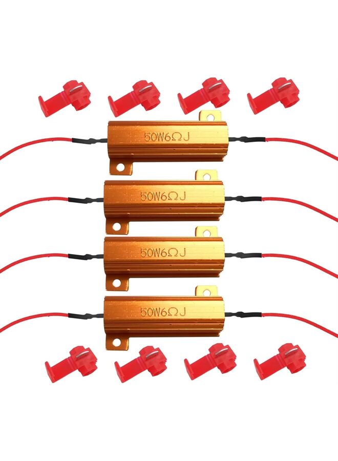 4PCS Load Resistors 50W 6ohm, Fix LED Bulb Fast Hyper Flash, Turn Signal Blink Error Code, LED Turn Signal Resistor Flasher Adaptor Flash Fix for LED Turn Signal Lights - Image 1