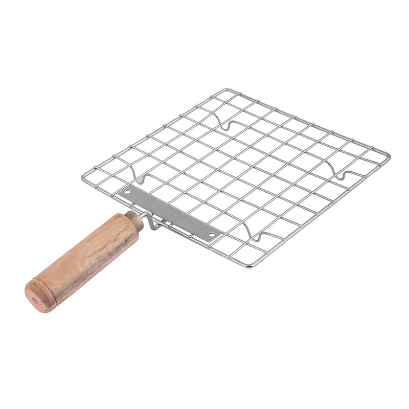 ZINVOSY Stainless Steel Wire Roaster Papad Jali | Wooden Handle Square with Roasting Net | Papad Jali | Roti Jali | Roaster Stainless Steel Square Roti Grill (Silver) - Image 3