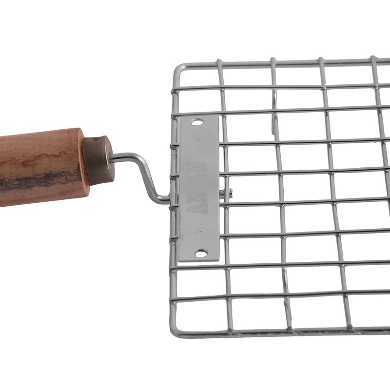 ZINVOSY Stainless Steel Wire Roaster Papad Jali | Wooden Handle Square with Roasting Net | Papad Jali | Roti Jali | Roaster Stainless Steel Square Roti Grill (Silver) - Image 2