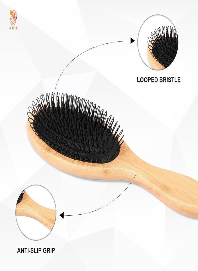 AHS Loop Wigs Brush Combo (Wooden & Plastic) for Silicone Micro Ring, Fusion Bond & Hair Extensions | Detangling Loop Brush for Wigs, Hair Patches & Extensions | Professional Hair Care Tool (Black & Wood) - Image 5