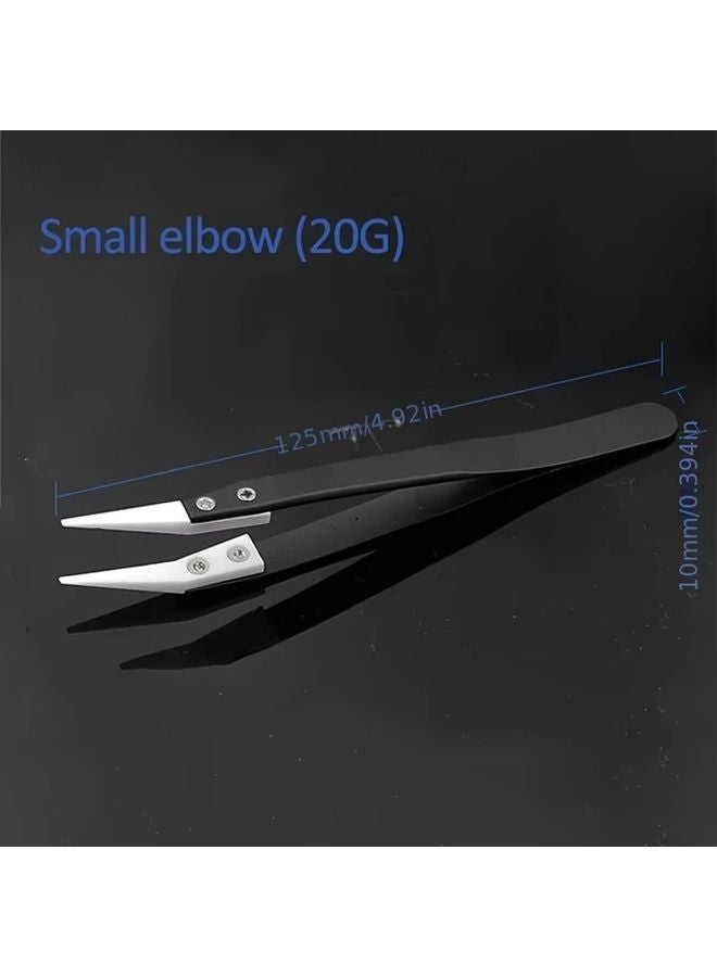 Anti Static Tweezers 3 Pack Black Handle Ceramic Stainless Steel Straight Curved Tips - Image 4