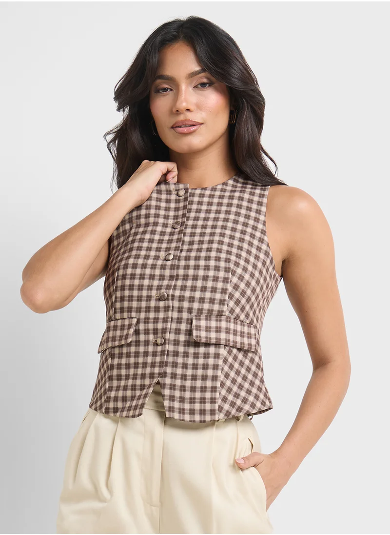 ELLA Check Print Vest Top