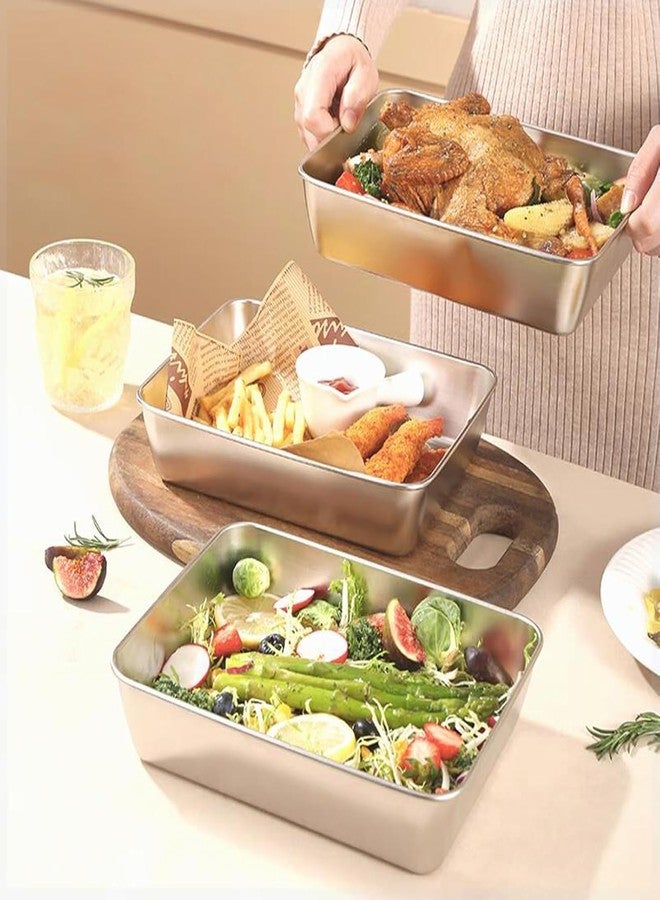 Birzar 2000ML Stainless Steel Food Storage Container with Transparent Lid | Airtight Leakproof Tray for Kitchen, Microwave, Freezer, Dishwasher Safe (Silver, Rectangle) (4) - Image 5