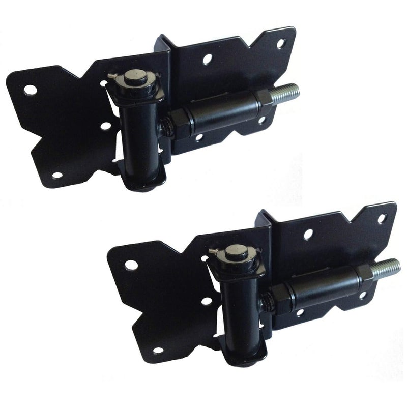 Jake Sales Black Stainless Steel Self Closing Vinyl Gate Hinges - PVC Fencing Gate Hinges w/Mount Hardware (Pair) - Image 1