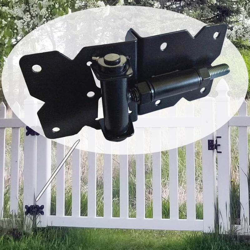 Jake Sales Black Stainless Steel Self Closing Vinyl Gate Hinges - PVC Fencing Gate Hinges w/Mount Hardware (Pair) - Image 5